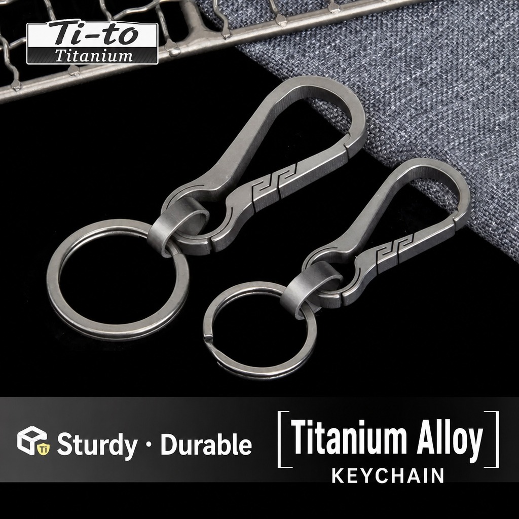 Sleek Curved Titanium Alloy Keychain for Car Keys