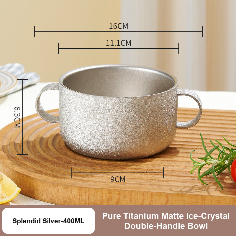 Titanium tableware piece photographed straight on, used to illustrate how a LeafCovenant product name is built