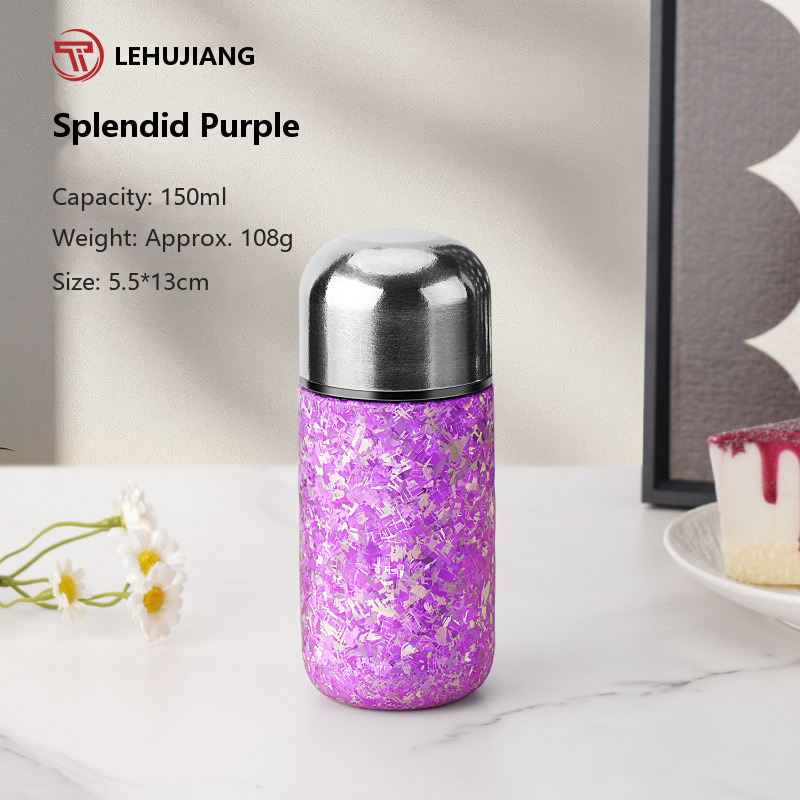 Titanium Mini Flask 150ml Ice Flower Purple Capsule Bottle for Gin Distillery Sample Counters and Tasting Room Retail Buyers