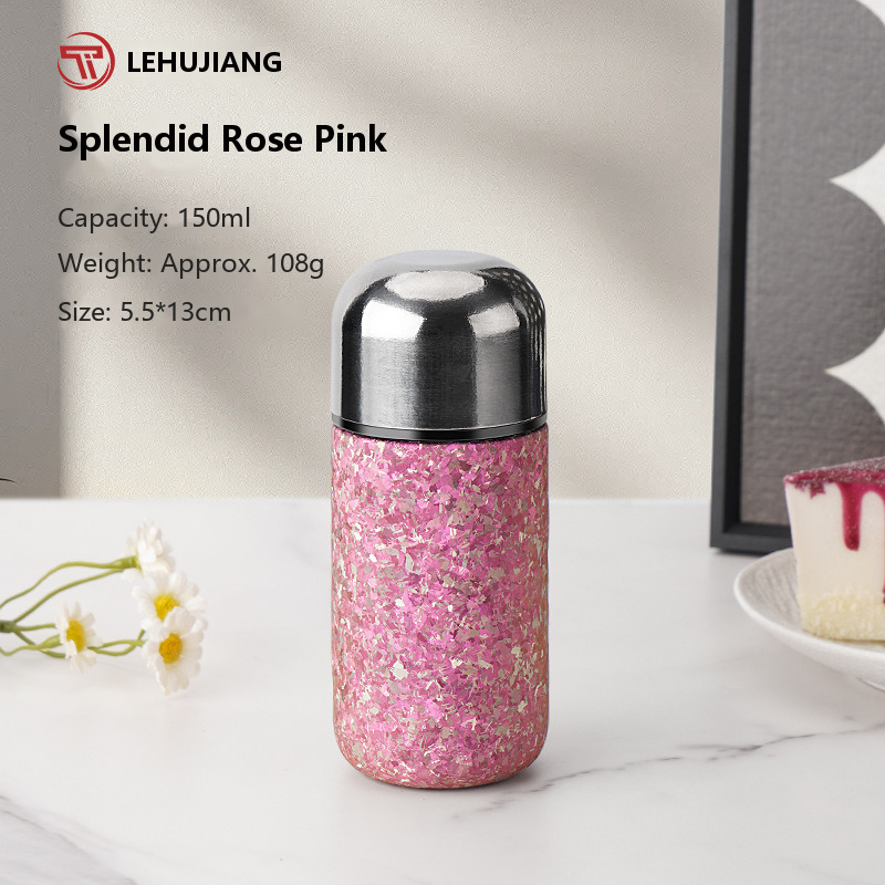 Wholesale Titanium Pocket Flask 150ml Ice Flower Pink with Screw Cap for Golf Tournament Gift Buyers and Cycling Club Kit Buyers