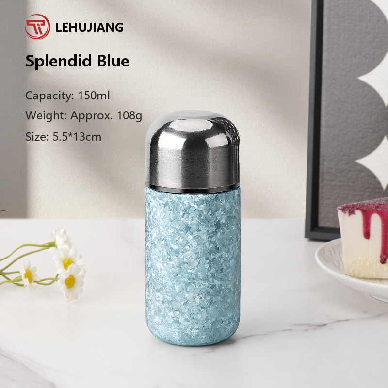 Wholesale Titanium Pocket Flask 150ml Ice Flower Blue Capsule for Members Club Locker Room Retail and Airport Lounge Retail