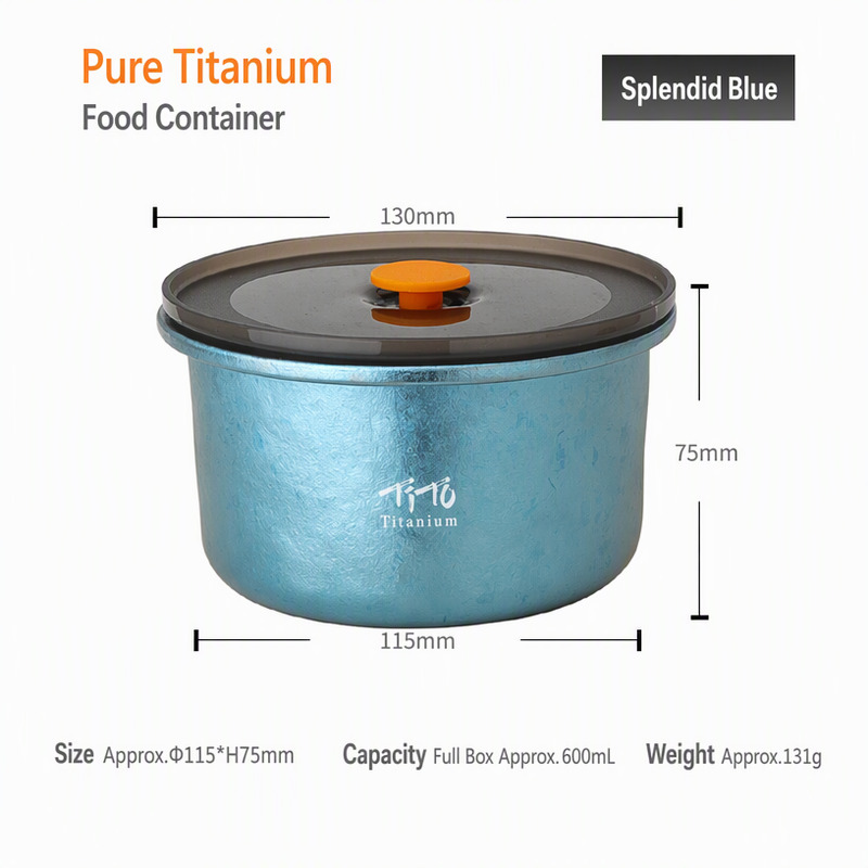 Wholesale Titanium Food Canister 600ml Bulk Blue Containers for Monastery Refectories Tram Crew Depots and Airport Bistros