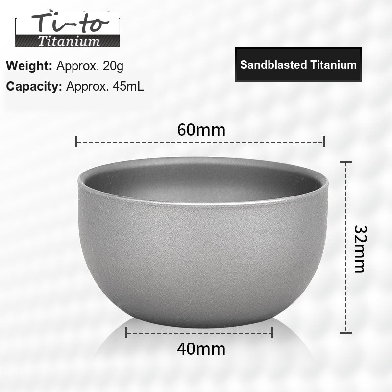 Wholesale Titanium Tea Cup 45ml Bulk Sandblasted for Speciality Food Importers Teaware Distributors and Homeware Retail Buyers