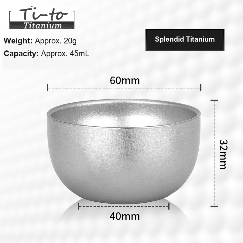 Titanium Tea Bowl 45ml Ice Flower Grain Tasting Bowl for Maple Syrup Producers Chocolate Tasting Bars and Sea Salt Harvesters