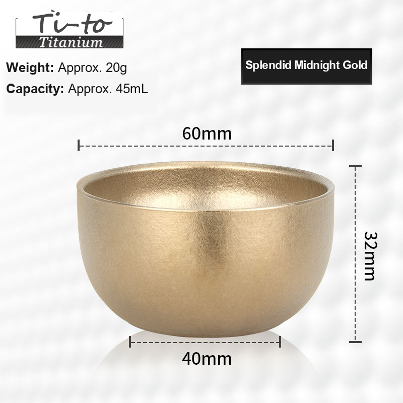 Titanium Tea Bowl 45ml Midnight Gold Tasting Bowl for Sommelier Schools Essential Oil Distilleries and Opera House Bars