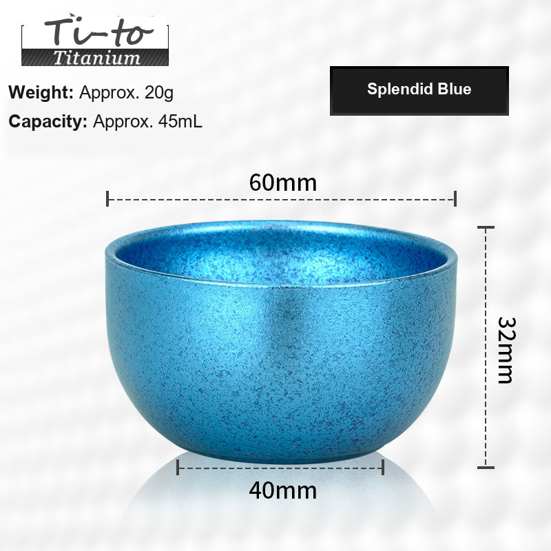 OEM Private Label Titanium Tasting Cup 45ml Ice Flower Blue for Marine Biology Labs Pilates Studios and Botanical Garden Shops