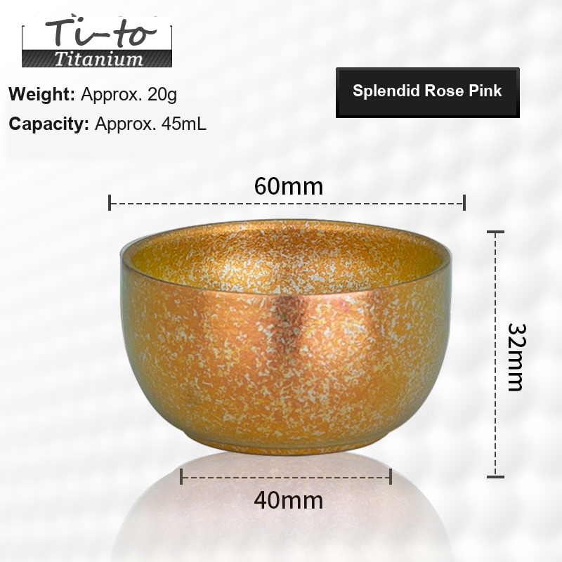 Titanium Tea Bowl 45ml Rose Pink Tasting Bowl for Independent Afternoon Tea Rooms Cream Tea Counters and Bridal Boutiques