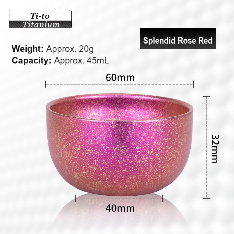 Titanium Tea Bowl 45ml Rose Red Tasting Bowl for Independent Soft Fruit Growers Ice Lolly Makers and Party Favour Suppliers