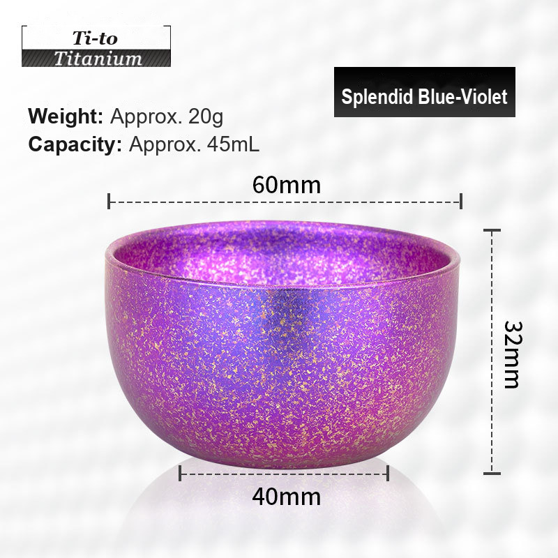Titanium Tea Bowl 45ml Blue Violet Grain Tasting Bowl for Lavender Farms Salt Therapy Rooms and Observatory Visitor Centres