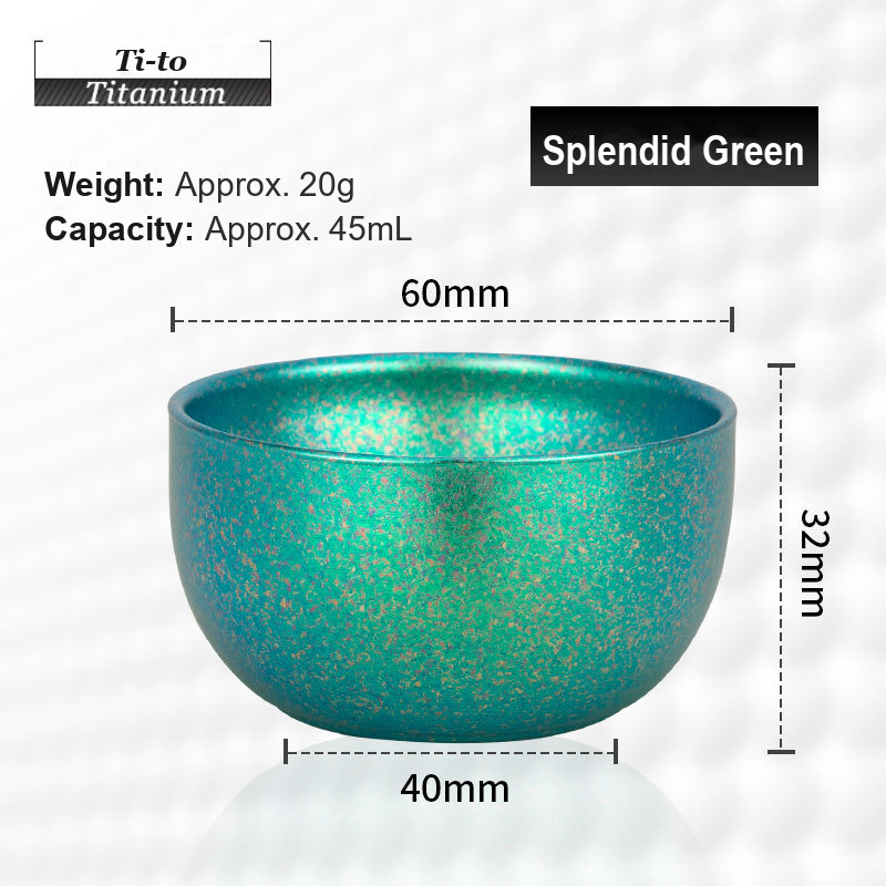 Titanium Tea Bowl 45ml Emerald Green Tasting Cup for Boutique Tea Houses Hotel Brew Bars and Speciality Drink Distributors
