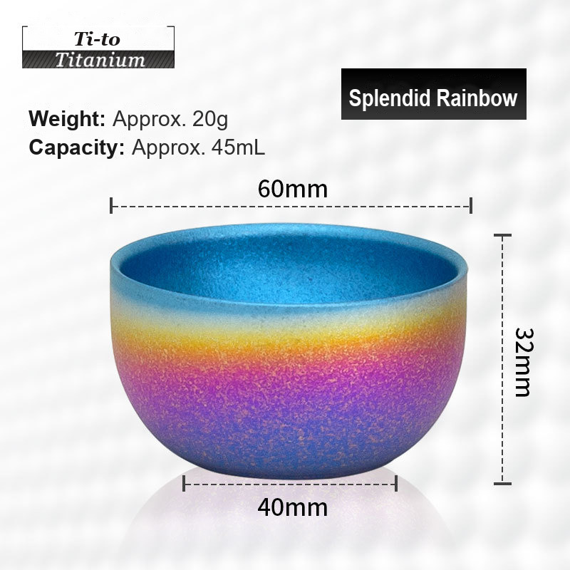 Titanium Tea Bowl 45ml Spectrum Fade Blue Rim Tasting Cup for Boutique Hotel Lounges High Tea Counters and Blending Workshops