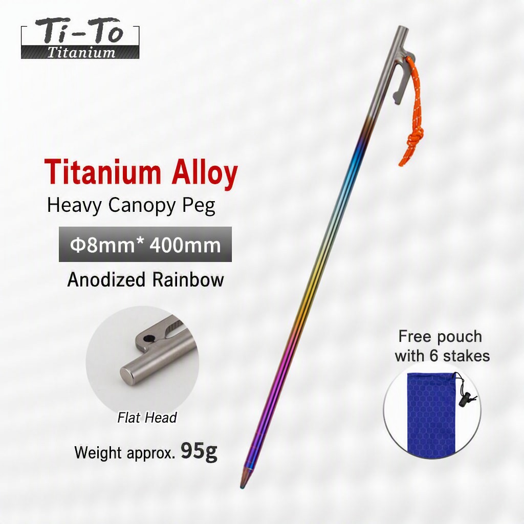 Titanium Canopy Pegs 8X400Mm Heavy For Polar Expedition Tents