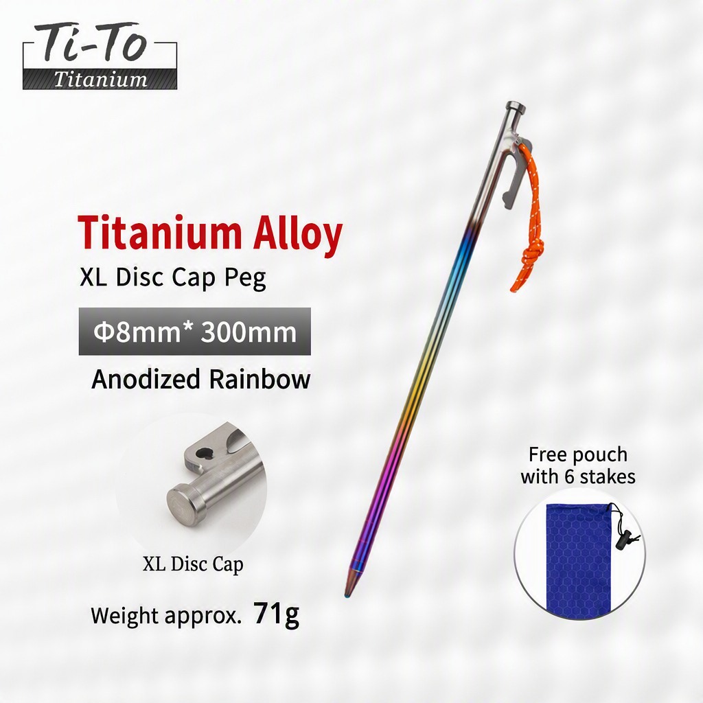 Titanium Pegs 8X300Mm Disc Cap XL For Floodplain Delta Camps