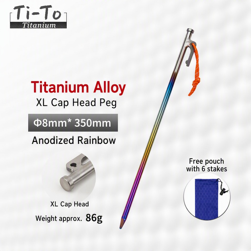 Titanium Pegs 8X350Mm XL Cap Head For Cricket Club Marquee Tents