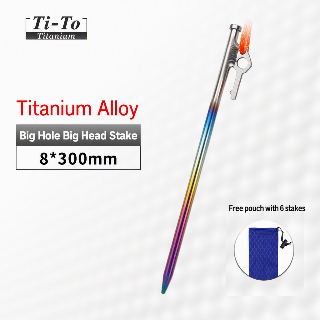 Titanium Stakes 8X300Mm Big Hole Big Head For Open Air Theatre Shelters