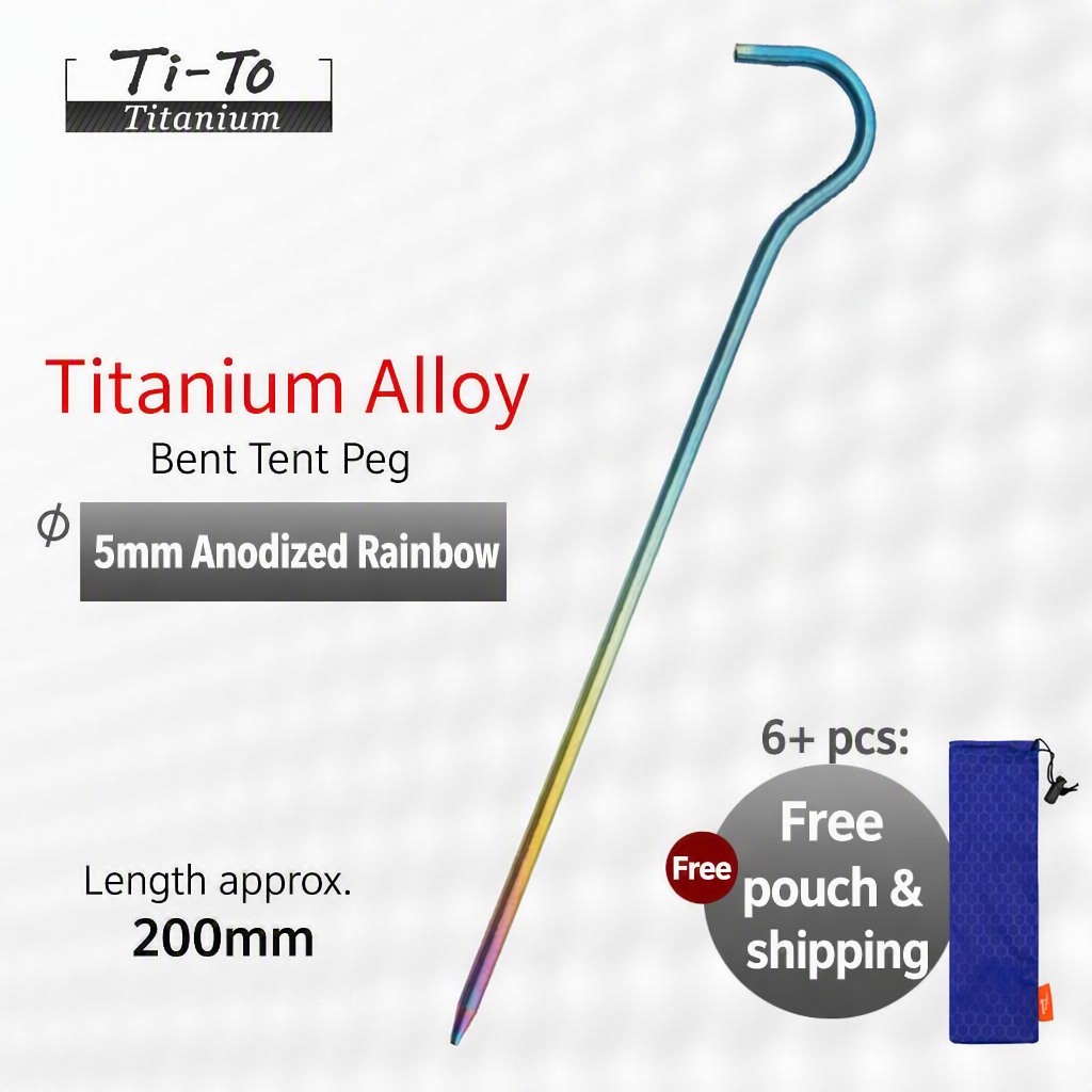 Titanium Bent Pegs 200Mm Anodized Large For Garden Netting Sheets