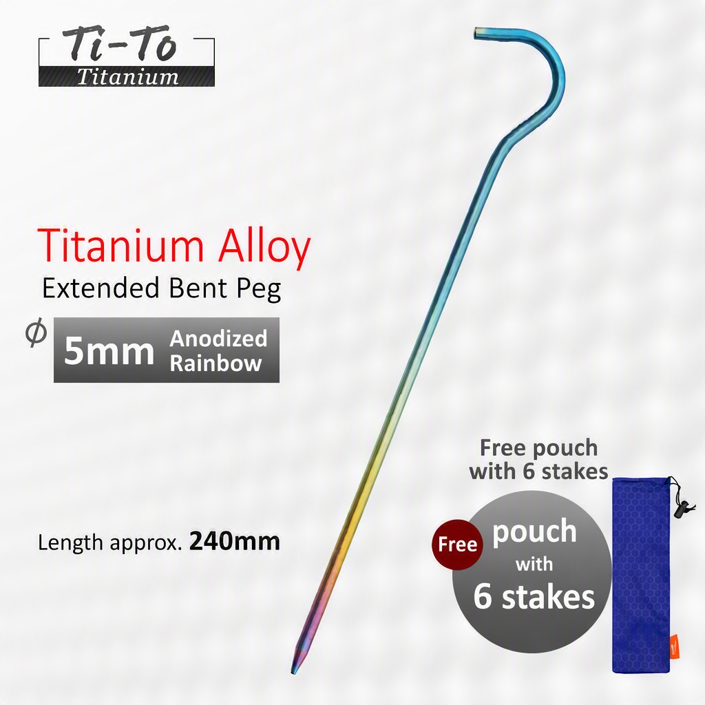 Titanium Bent Pegs 240Mm Extended Rod Anodized For Soft Soil Ties
