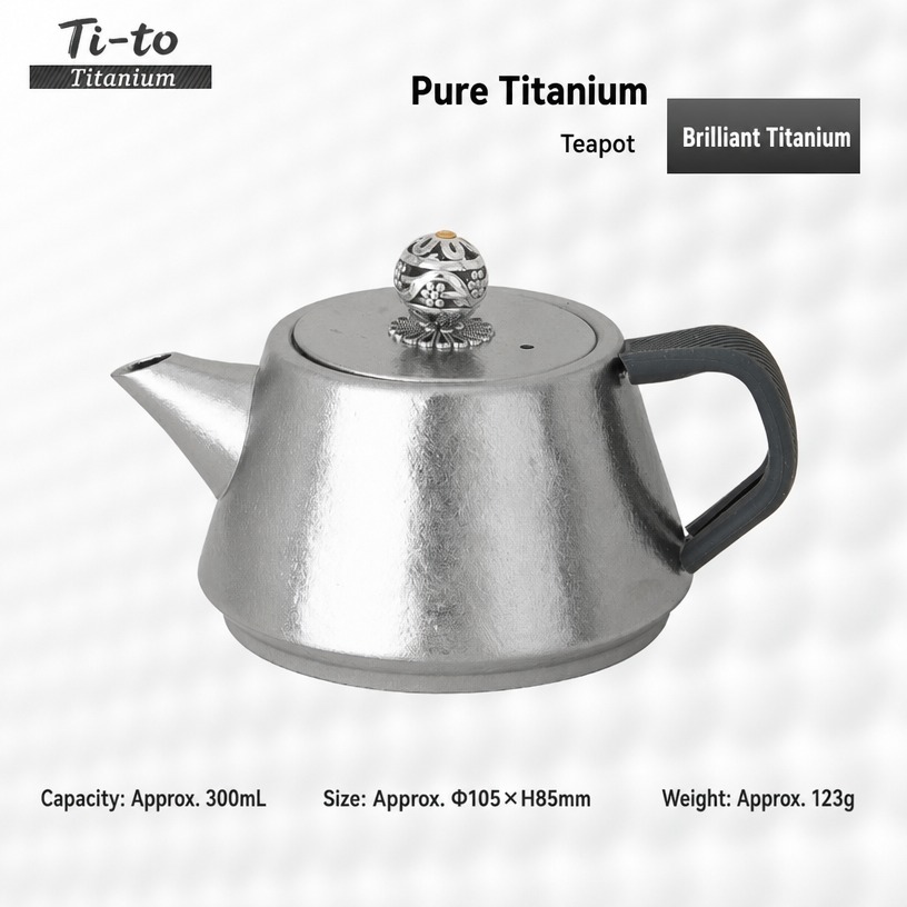 Titanium Teapot 300Ml Conical Body Ice Flower For Aged Tea Collectors