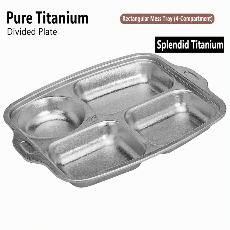 Wholesale Titanium 4-Compartment Mess Tray Bulk for Senior Living Suppliers University Dining Halls and Contract Caterers