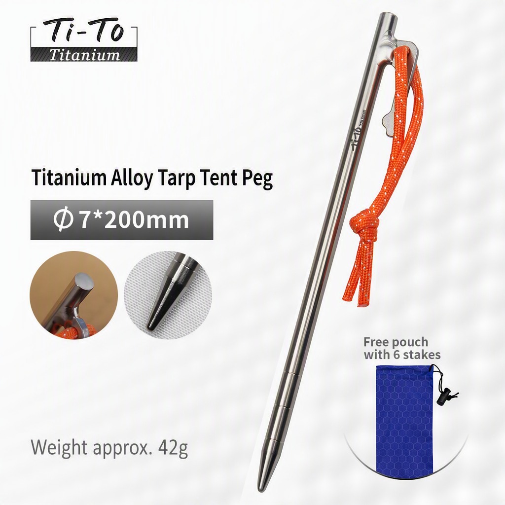 Titanium Ground Stakes 7Mm By 200Mm For Hard Soil Campsite Pitches