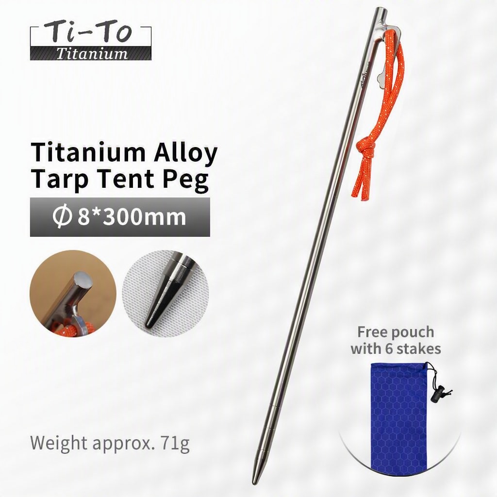 Titanium Stakes 8X300Mm Heavy Duty For Desert Expedition Base Camp Supply