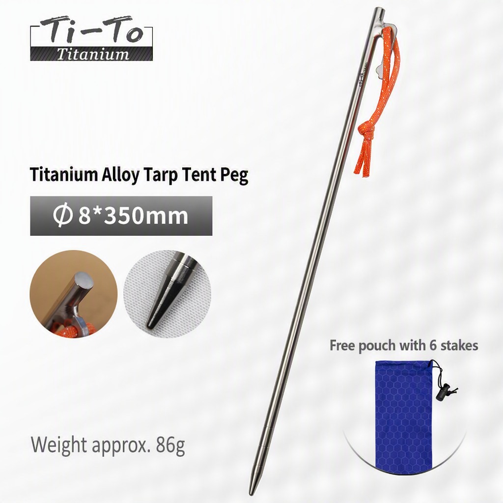 Titanium Ground Anchors 8X350Mm For Muddy Riverbank And Boggy Terrain