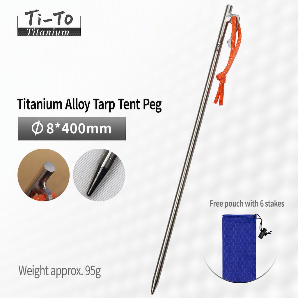 Titanium Ground Pegs 8X400Mm Long For Shade Sails And Lakefront Picnic Tents
