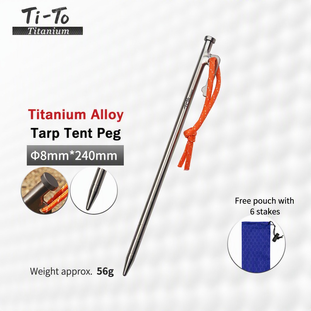 OEM Titanium Stakes 8X240Mm Big Head Bulk For Outdoor Gear Outfitters