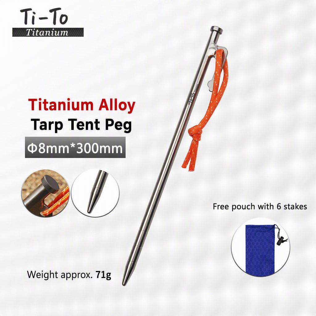 Titanium Stakes 8X300Mm Big Head Storm Rated Glamping Tents