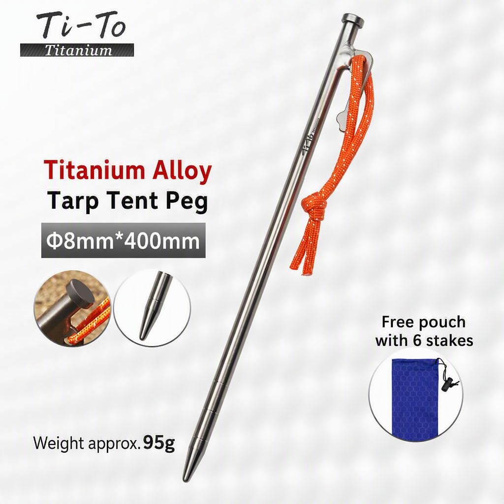 Titanium Stakes 8X400Mm Big Head Permafrost Tundra Ground Anchoring