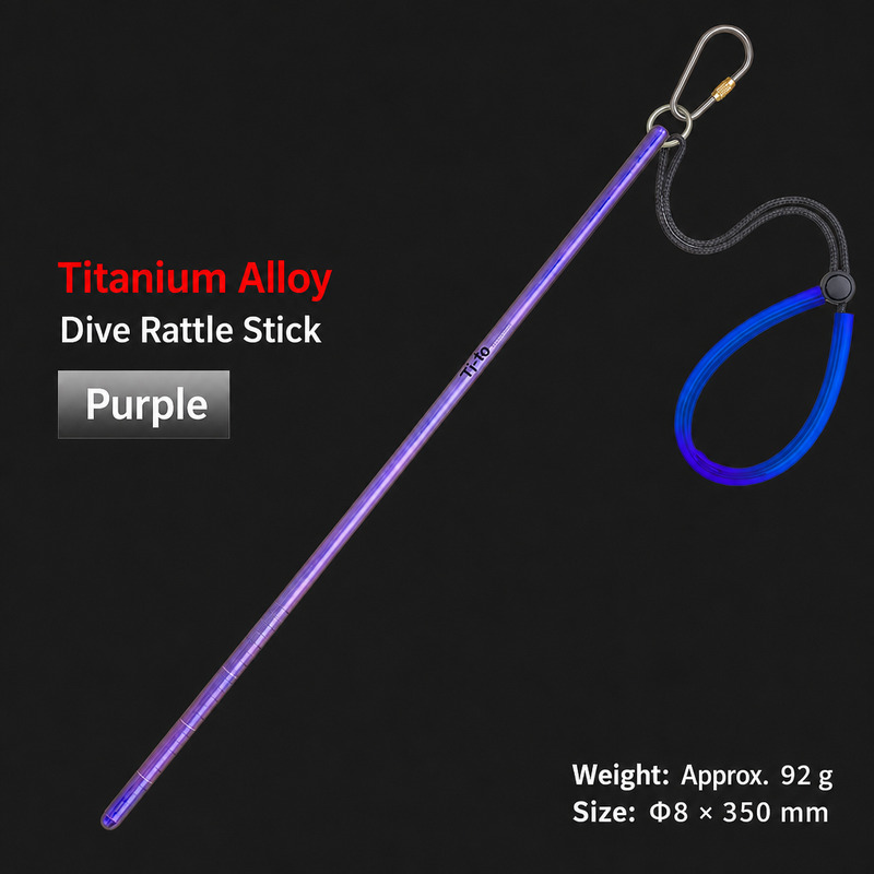 Purple Titanium Alloy Dive Rattle Stick 350Mm For Cave And Wreck Divers