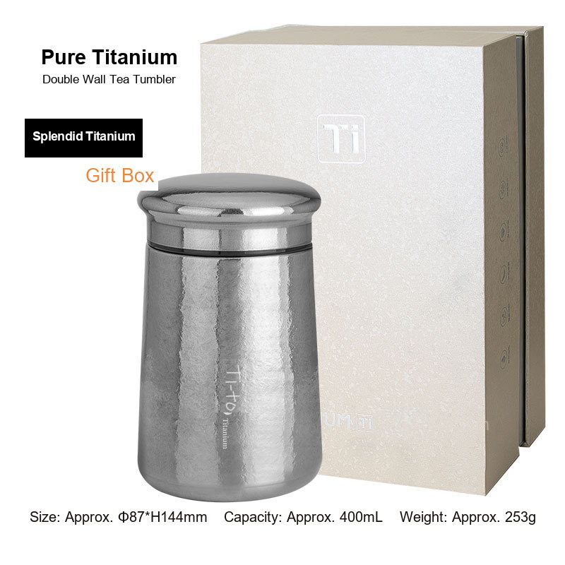 OEM Titanium Tea Tumbler 400ml Private Label Double Wall Brewer for Employee Welcome Kits and Dealership Showroom Gifts
