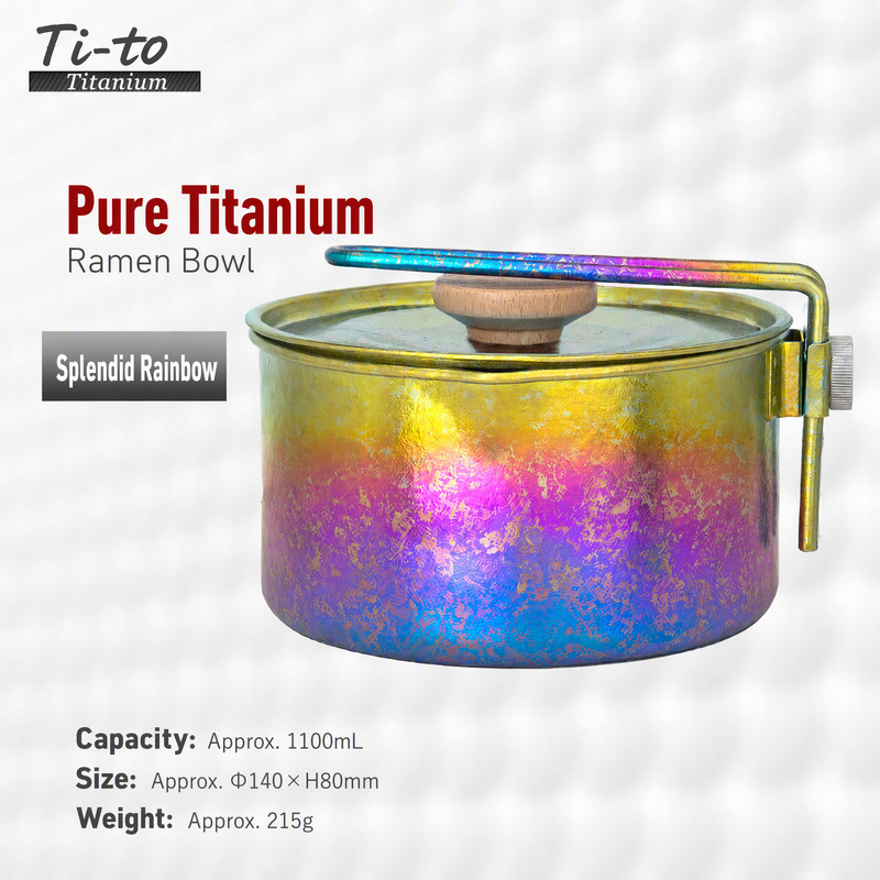 Titanium Ramen Bowl 1100ml with Lid Gold Rim Spectrum for Hunting Cabin Buyers Ice Fishing Shacks and Trail Center Cafes