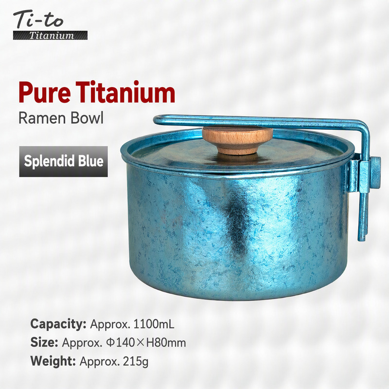 Titanium Ramen Bowl 1100ml Ice Flower Azure with Lid for Church Camp Buyers Wilderness Guides and Hot Fire Lookout Kitchens