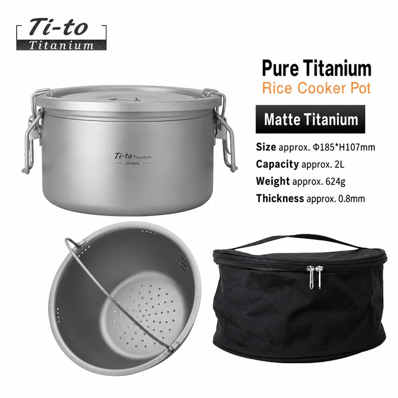 Titanium micro pressure pot 2L with steamer basket from LeafCovenant