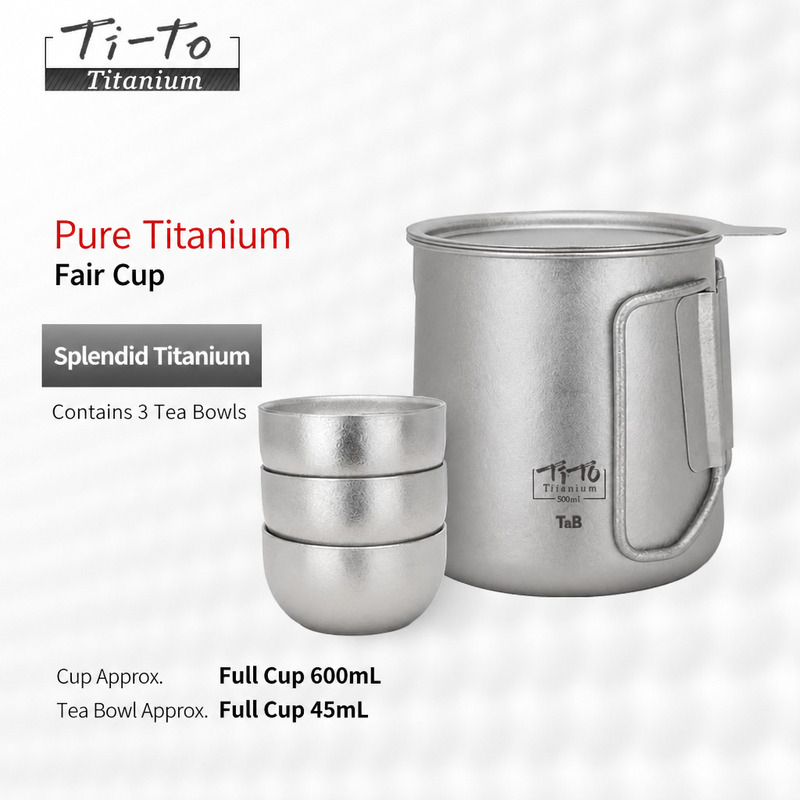 Sandblasted Titanium Serving Jug 600ml plus 45ml Tea Cups for Whisky Bothy Sessions Bird Hide Brews and Craft Fair Stalls