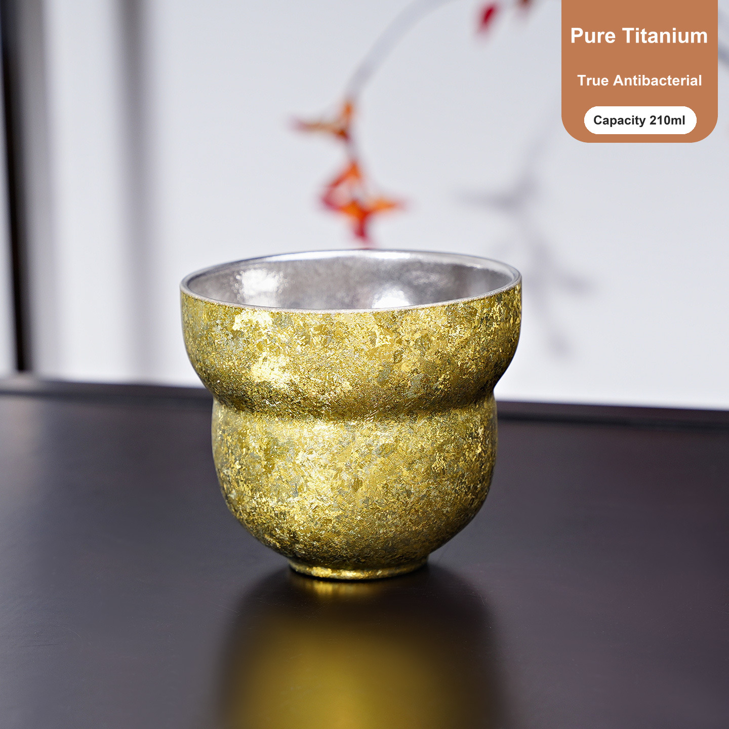 Wholesale Pure Titanium Peanut Cup 210ml Ice Gold Crystal Finish for Spirits Distributor Showrooms and Bottled Cocktail Brands