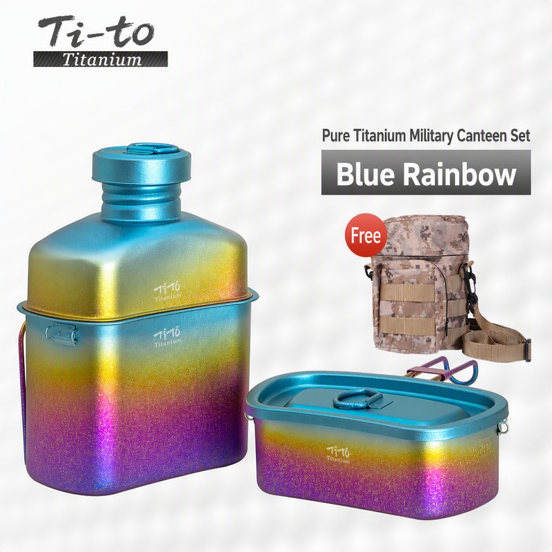 Anodized Blue Dusk Fade Canteen Cookware Kit for Glamping Resorts Holiday Parks Team Building and Adventure Camp Rentals