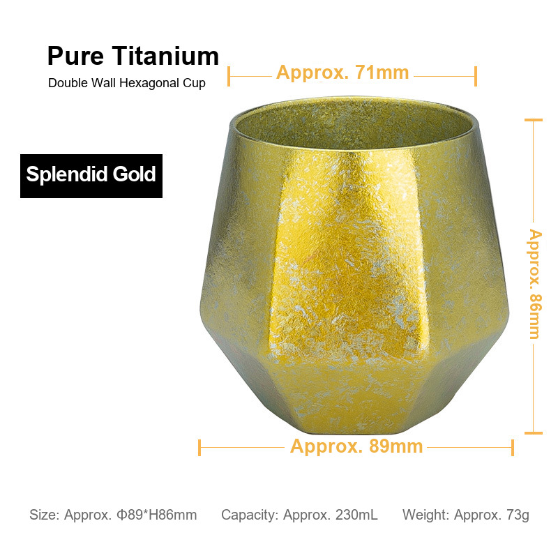OEM Titanium Hospitality Cup 230ml Private Label Gold Tone for Boutique Hotels Village Inns and Corporate Retreat Centres