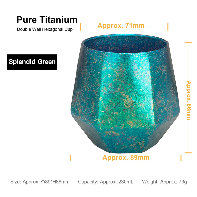 Titanium Matcha Cup 230ml Green Ice Flower Facet Tumbler for Matcha Bars Plant-Based Cafes and Speciality Tea Bar Counters