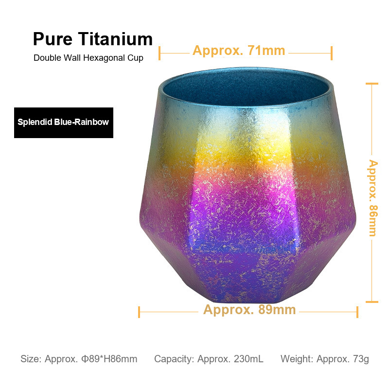 OEM Titanium Gin Cup 230ml Private Label Blue Rim Fade for Gin Festivals Distillery Gift Shops and Distillery Tour Operators