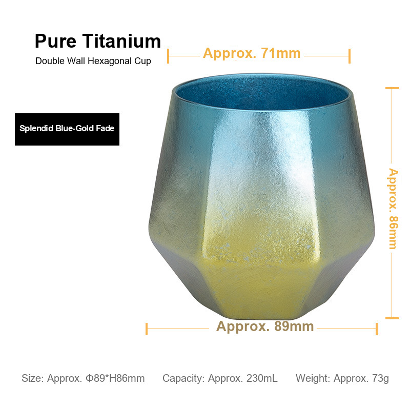 Wholesale Titanium Cafe Tumbler 230ml Bulk Blue Gold Gradient for Railway Station Coffee Counters and Market Coffee Stalls