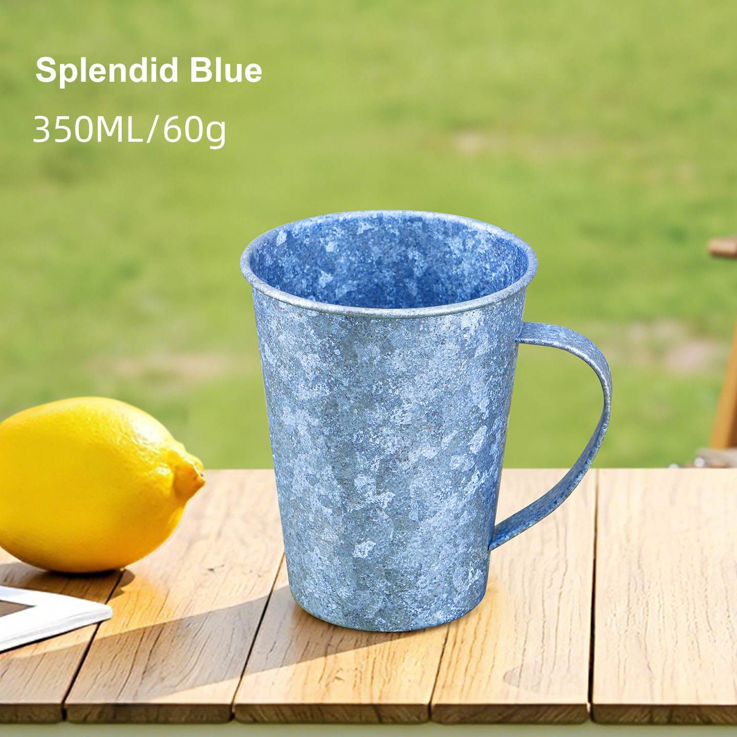 Titanium Draft Beer Mug 350ml Single Wall Matte Blue Straight Cup with Handle for Canal Side Pub Gardens and Marina Beer Decks