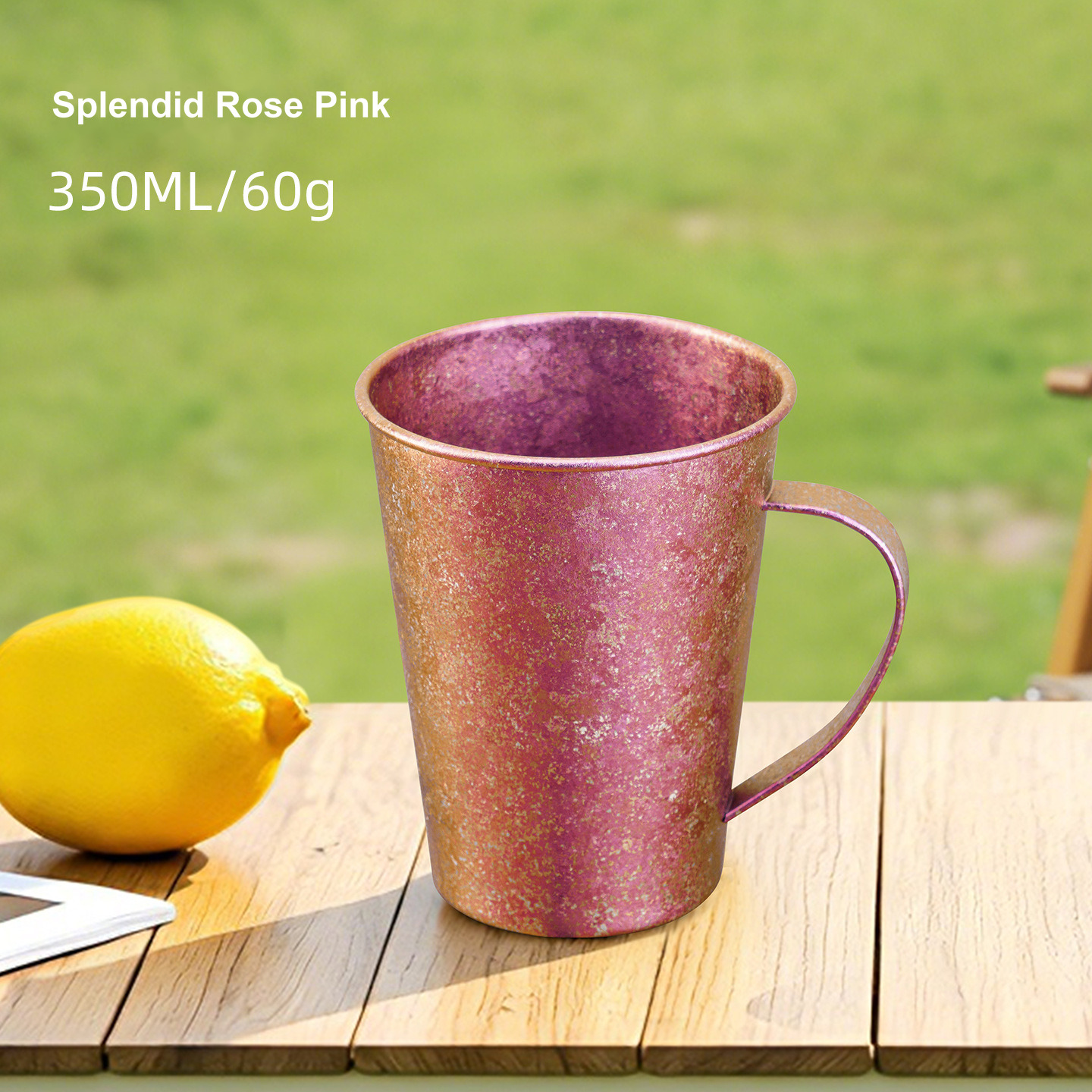 Titanium Draft Beer Mug 350ml Single Wall Matte Rose Pink Straight Cup with Handle for Beer Garden Weddings and Village Fete Bars