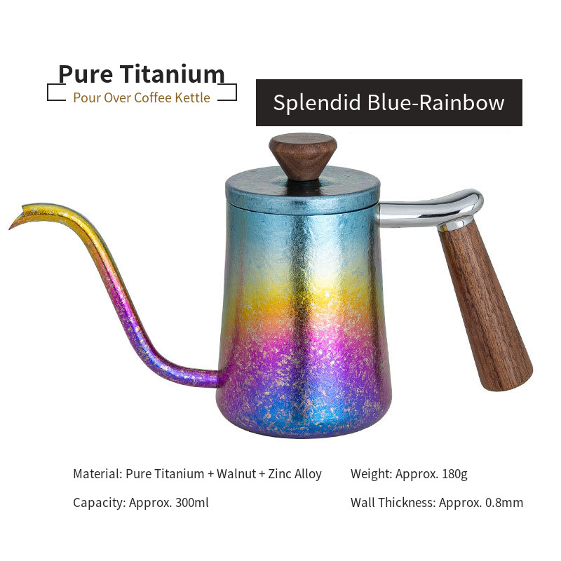 Wholesale Titanium Coffee Pot 300ml Blue Rim Fade for Coffee Equipment Distributors Barista Supply Firms and Espresso Bars