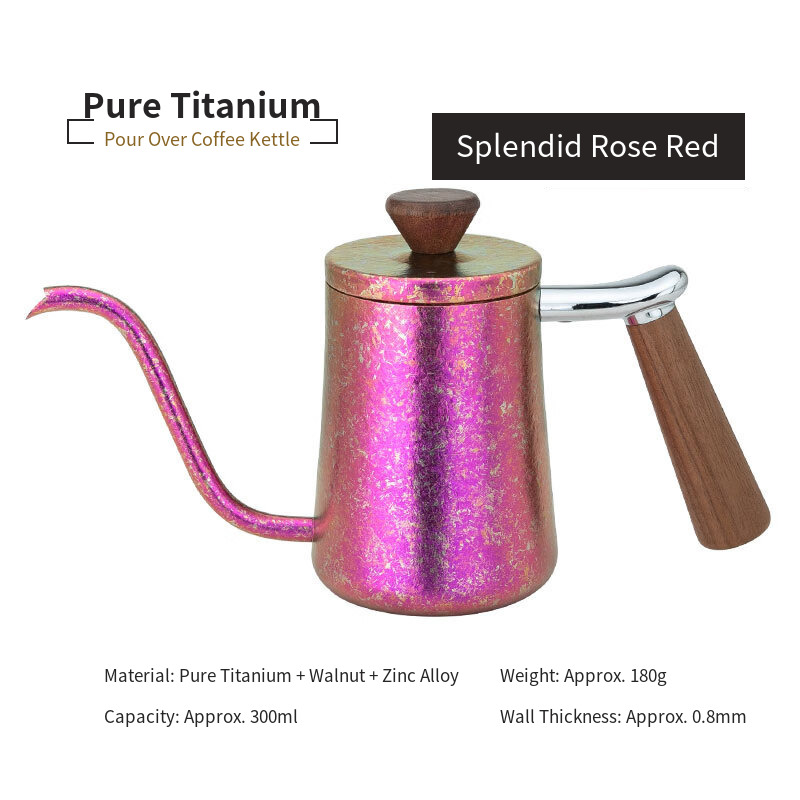 Wholesale Titanium Coffee Pot 300ml Rose Red for Truck Stop Operators Brew Equipment Repair Teams and Coffee Van Operators