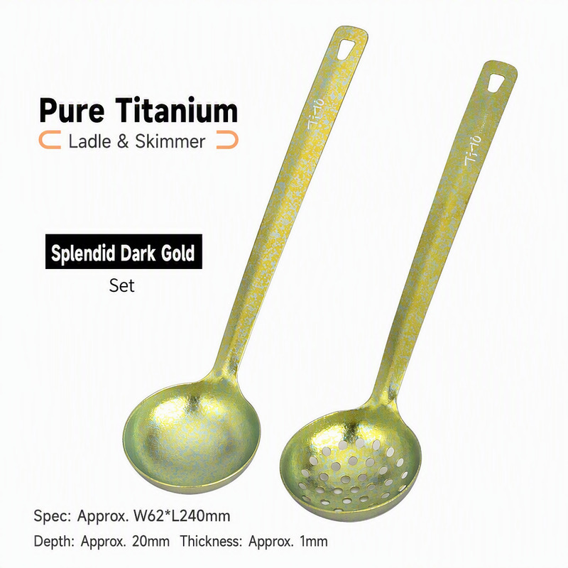 Frost Gold Titanium Ladle and Skimmer Duo Set for Home Brewing Canning Jam Making Preserve Season and Batch Cooking