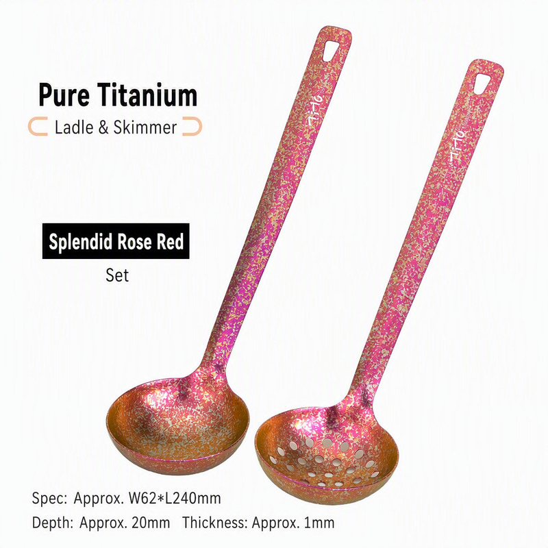 Rose Frost Titanium Soup Ladle and Skimmer Set for Candy Making Weekend Brunch Buffets Dessert Bars and Chocolate Tempering