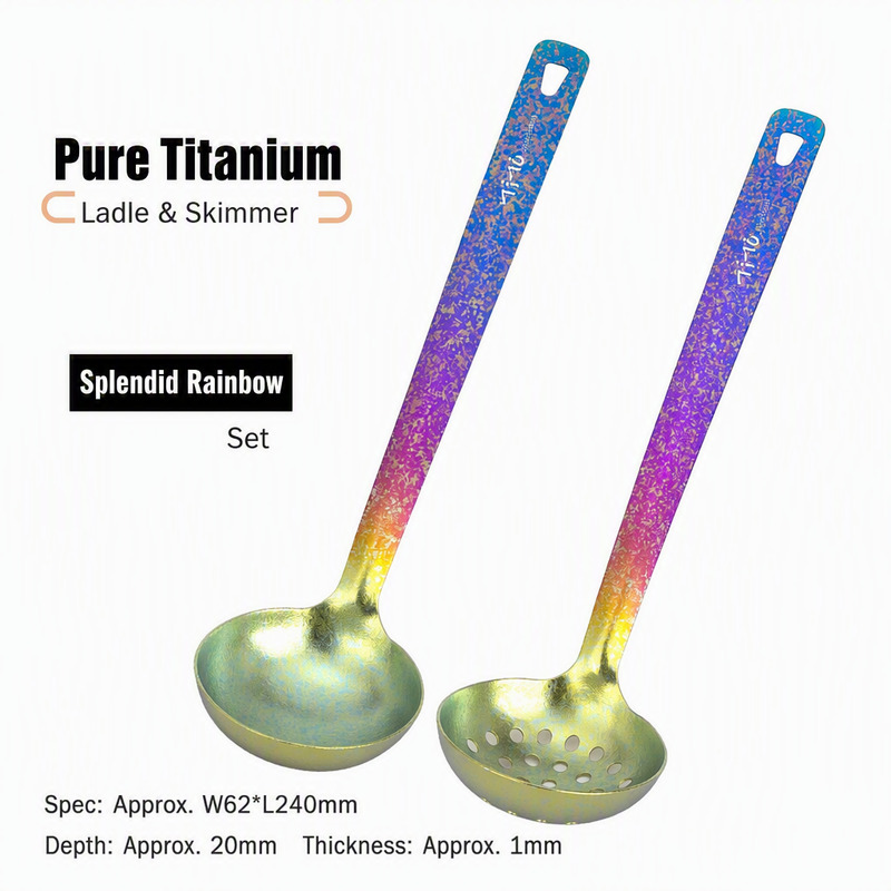 Spectrum Fade Titanium Soup Ladle and Slotted Spoon for Backyard Fire Pit Dinners Camp Kitchens and River Float Party Days
