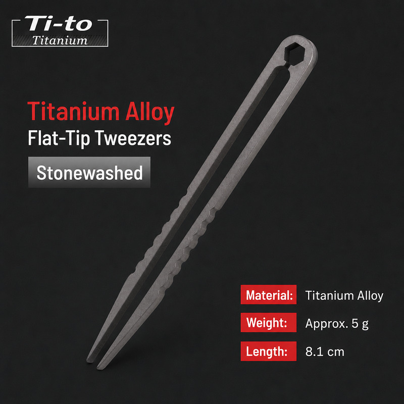 Titanium Tweezers Large Precision Flat Tip For Fly Tying Anglers